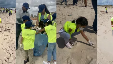 Crianças de São Gonçalo participam de ação de limpeza de praias e conscientização do meio ambiente